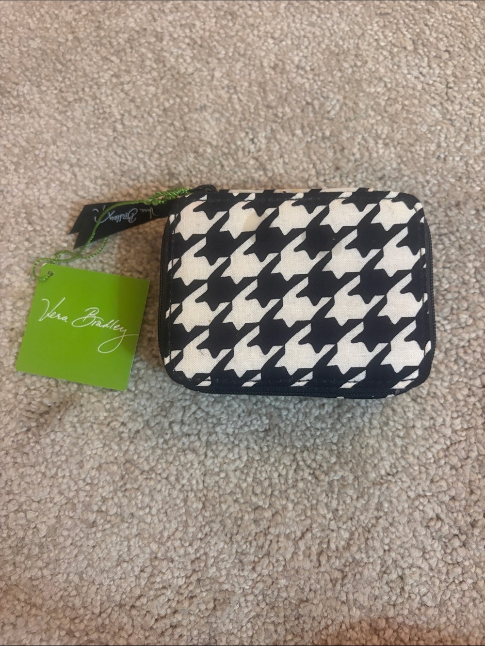 Vera Bradley Black & White Houndstooth Travel pill Pouch - one stain on back